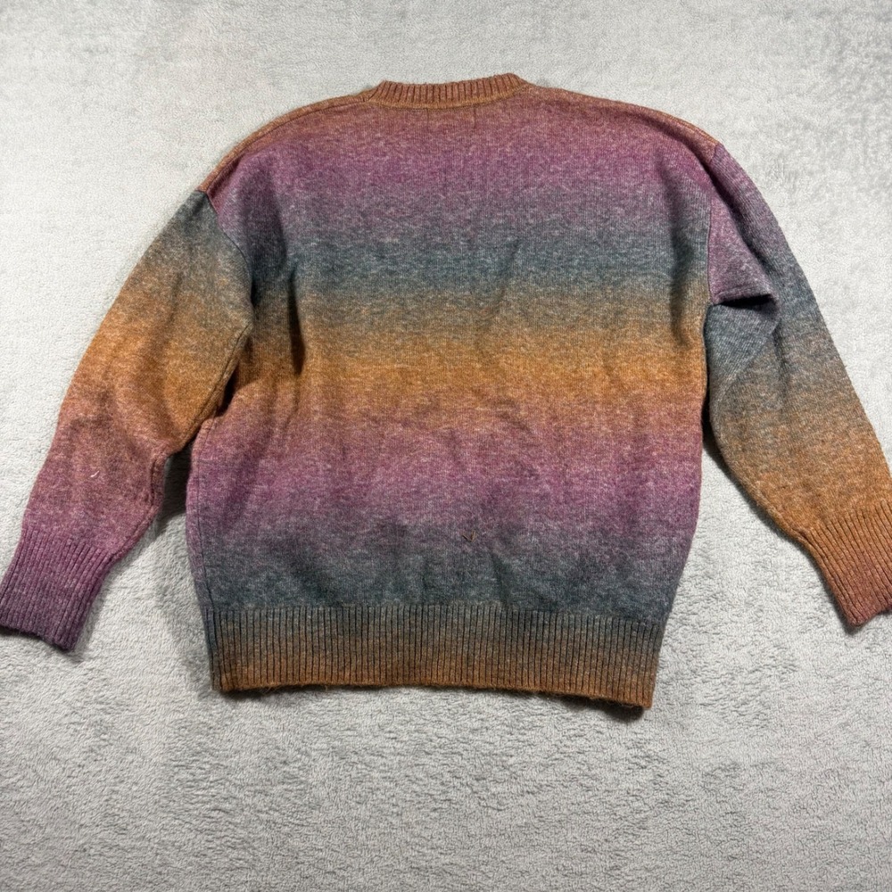 Old Navy Sweater Women XS Purple Orange Ombre Go-Recycled Wool Blend Crew Neck - Picture 11 of 12